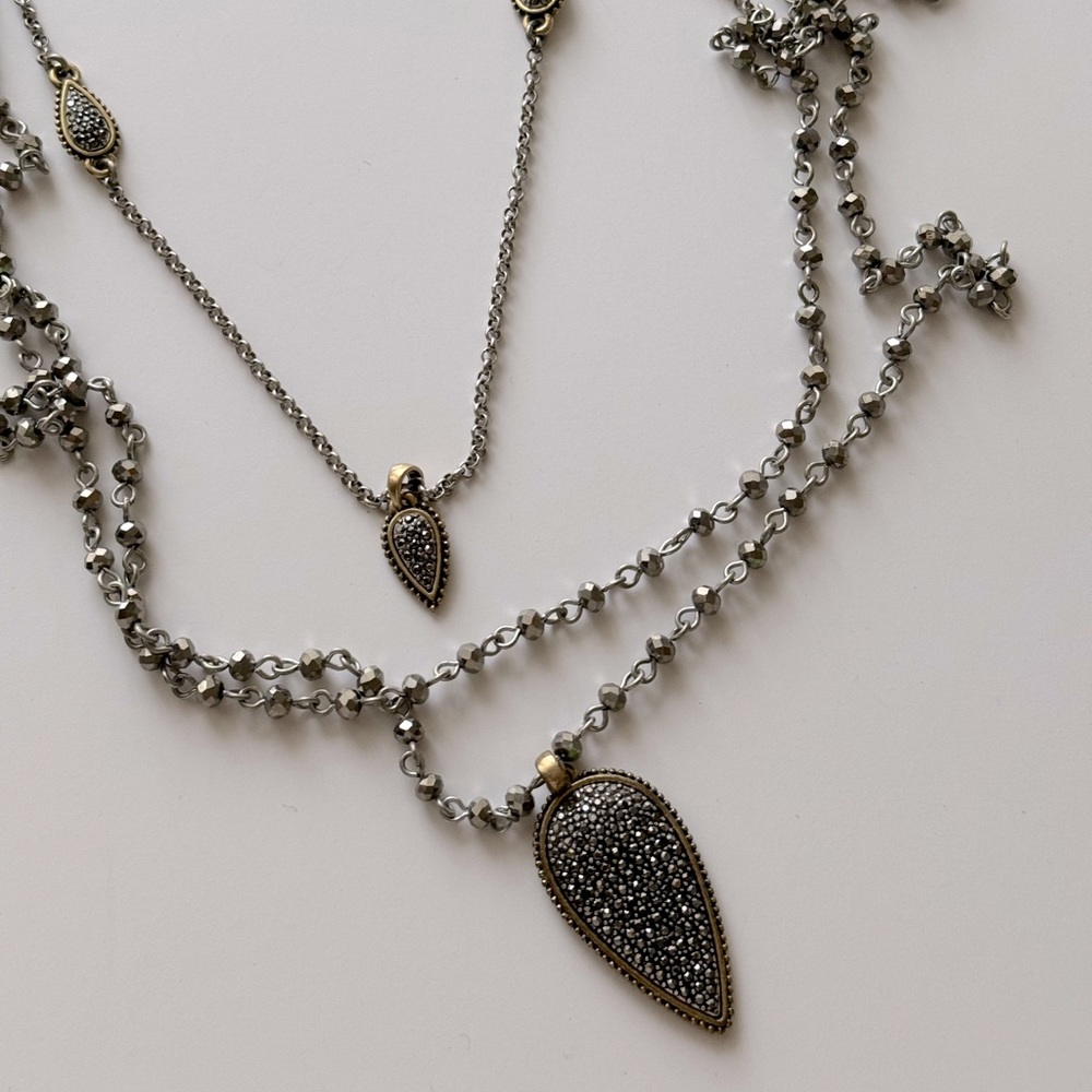 Lucky brand multi layer pave necklace